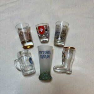 🌍Intl. Souvenir Shot Glass Set, including Victoria, Germany, Frankfurt, Paris🌍